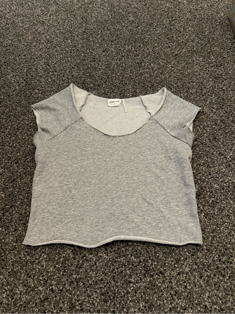 Urban Outfitters Light Gray Cropped Scoop Neck Top